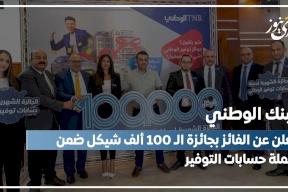 البنك الوطني يعلن عن الفائز بجائزة الـ 100 ألف شيكل ضمن حملة حسابات التوفير