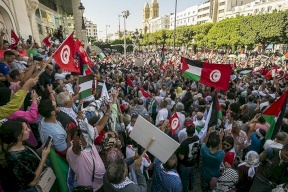 "وقفة النصر".. التونسيون يخرجون في مسيرة مساندة لفلسطين