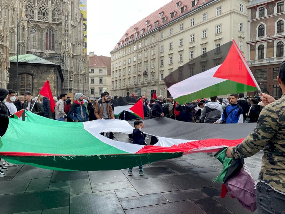 صور| تظاهرة حاشدة دعماً لفلسطين ونصرة الاقصى وسط "فيينا"