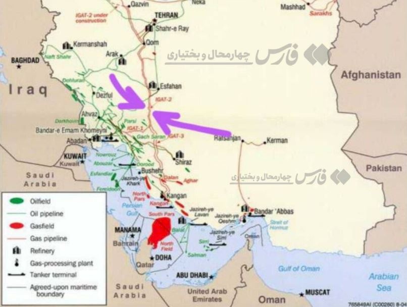  انفجار كبير بخط رئيسي لنقل الغاز جنوب غربي إيران (فيديو)